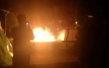 آتش‌سوزی در چادر یکی از زلزله‌زدگان در گیلانغرب