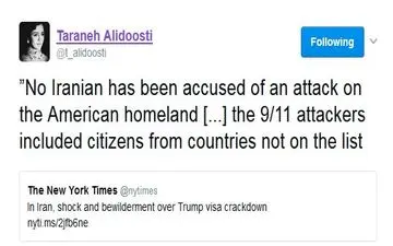  واکنش ترانه علیدوستی به گزارش نیویورک تایمز +عکس