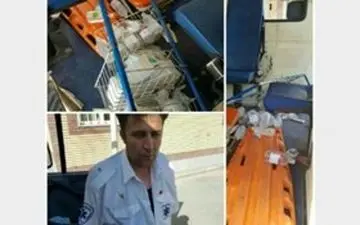 حمله افراد ناشناس به آمبولانس اورژانس